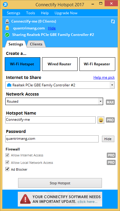 Tải Connectify Hotspot 2018 Full Crack "Miễn Phí" + Hướng Dẫn Cài Đặt