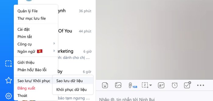 khoi phuc tin nhan zalo tren may tinh