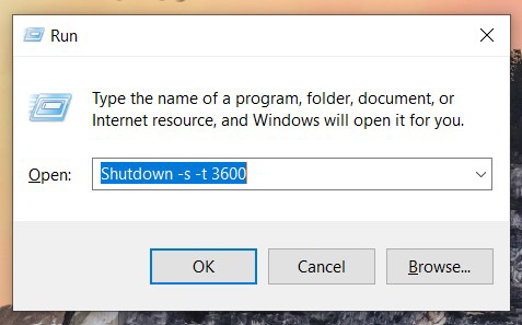 Cách hẹn giờ tắt máy tính win 10