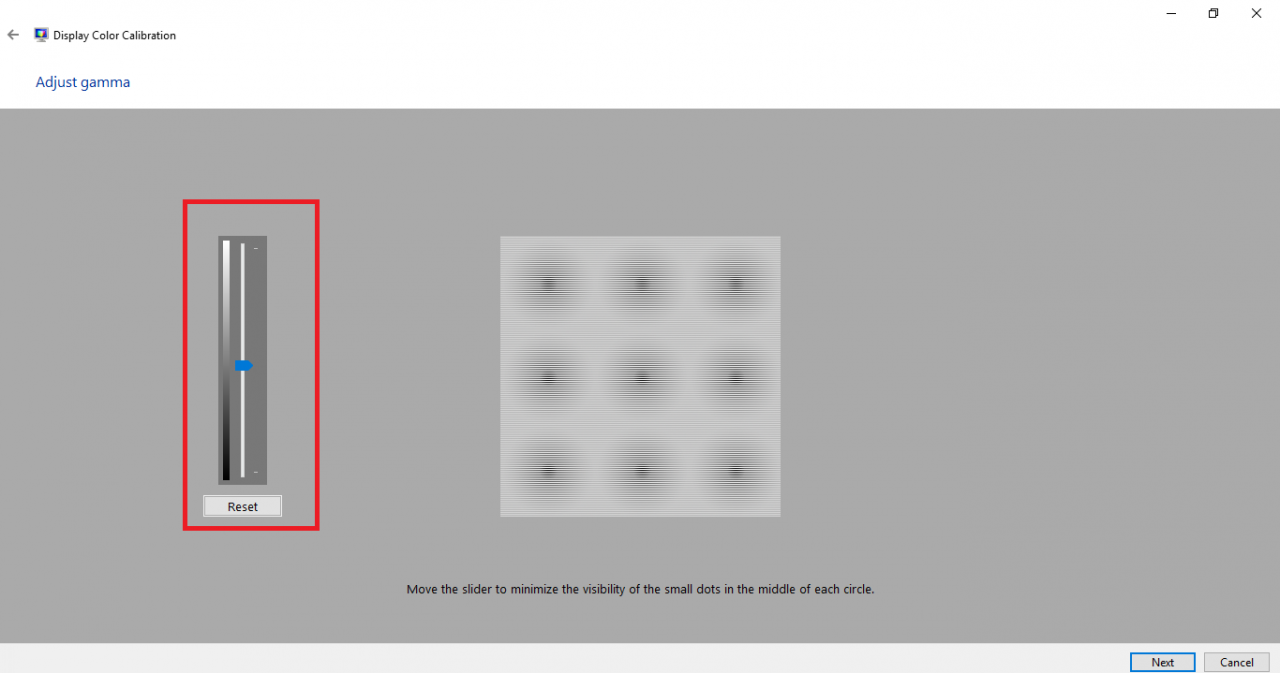 Kéo thanh trượt để chỉnh gamma