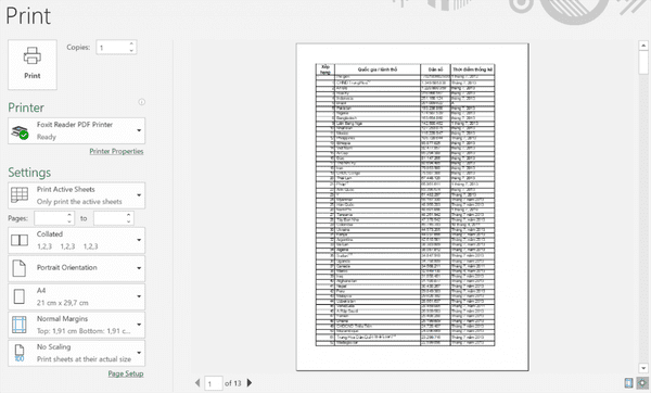 Nhấn Print để in