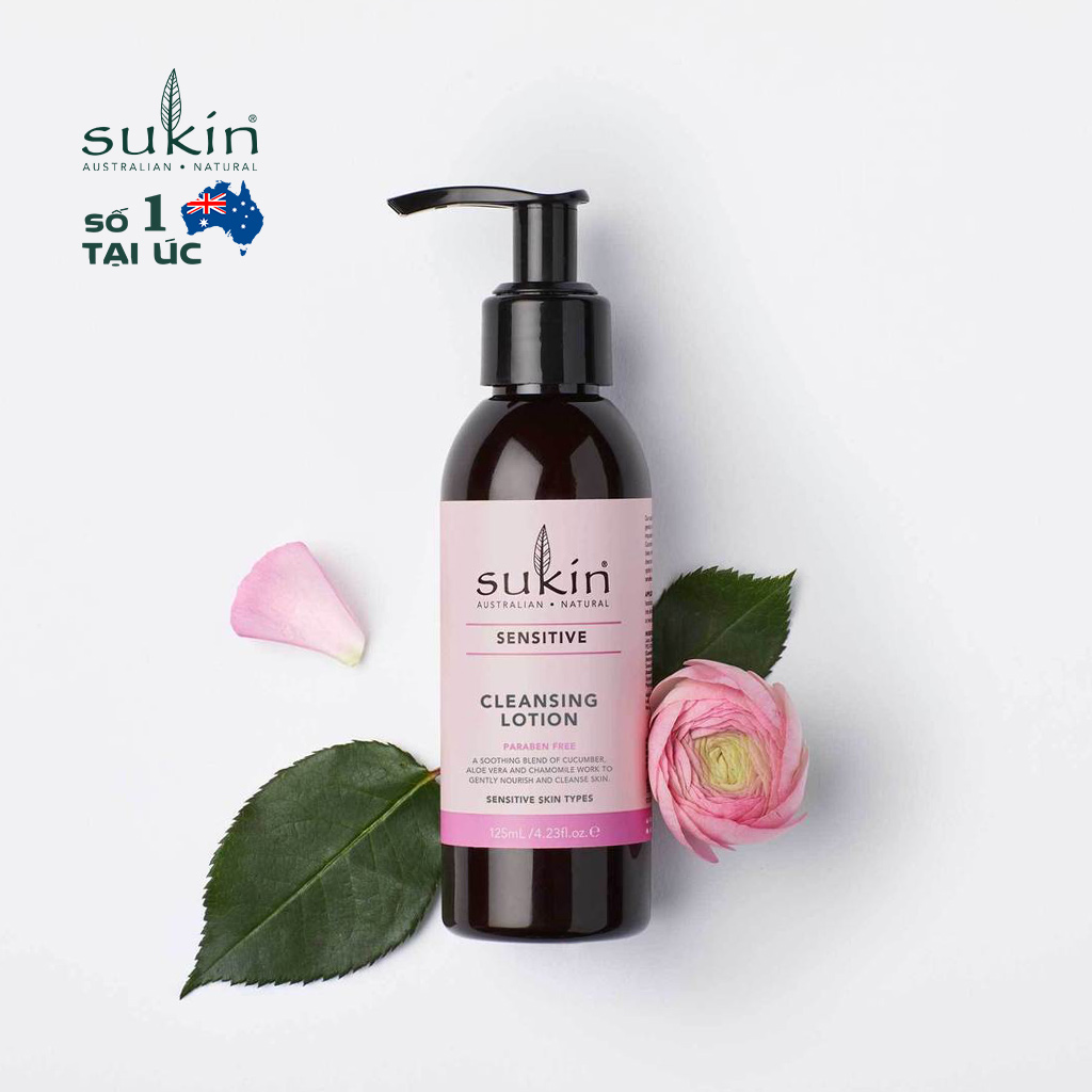 Sữa rửa mặt dạng lotion cho da nhạy cảm Sukin Sensitive Cleansing Lotion 125ml - Cho da nhạy cảm | MyPhamTONA.com