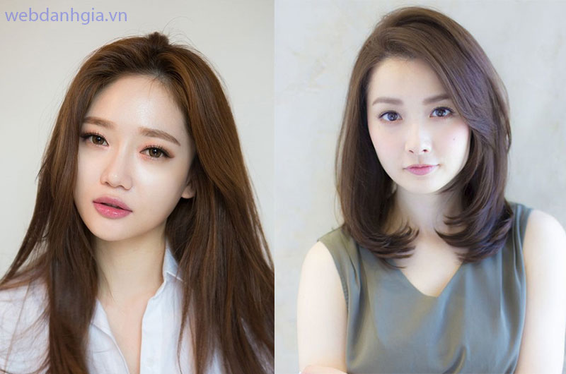 Tóc layer nữ mặt tròn không mái Tóc layer nữ mặt tròn không mái