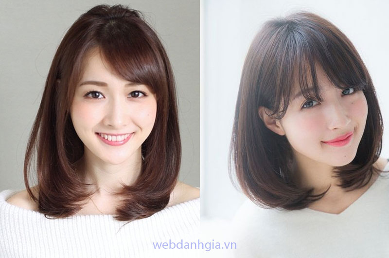 Tóc layer nữ mặt tròn duỗi cúp đuôi Tóc layer nữ mặt tròn duỗi cúp đuôi